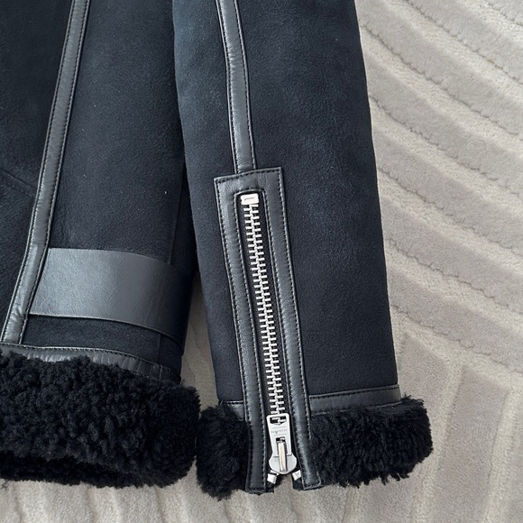 All Saints Black Shearling Jacket - Picture 9 of 10